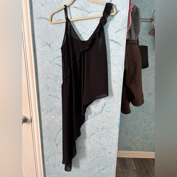 Sheer Asymmetrical Ruffle Top - Picture 4 of 4
